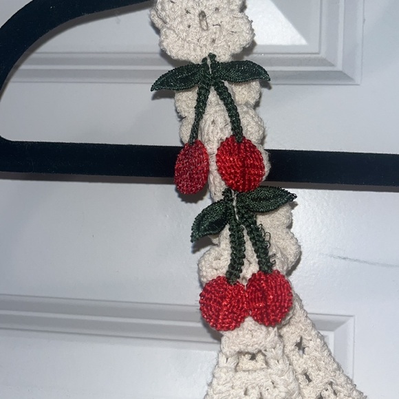 NWT Cherry Crochet Top EMBELLISHED knit REBELLION AGAIN 3D Cherries Women's Jr’s - Picture 5 of 11